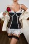 SI BABYDOLL, G STRING, & LEG GARTER SET MAID