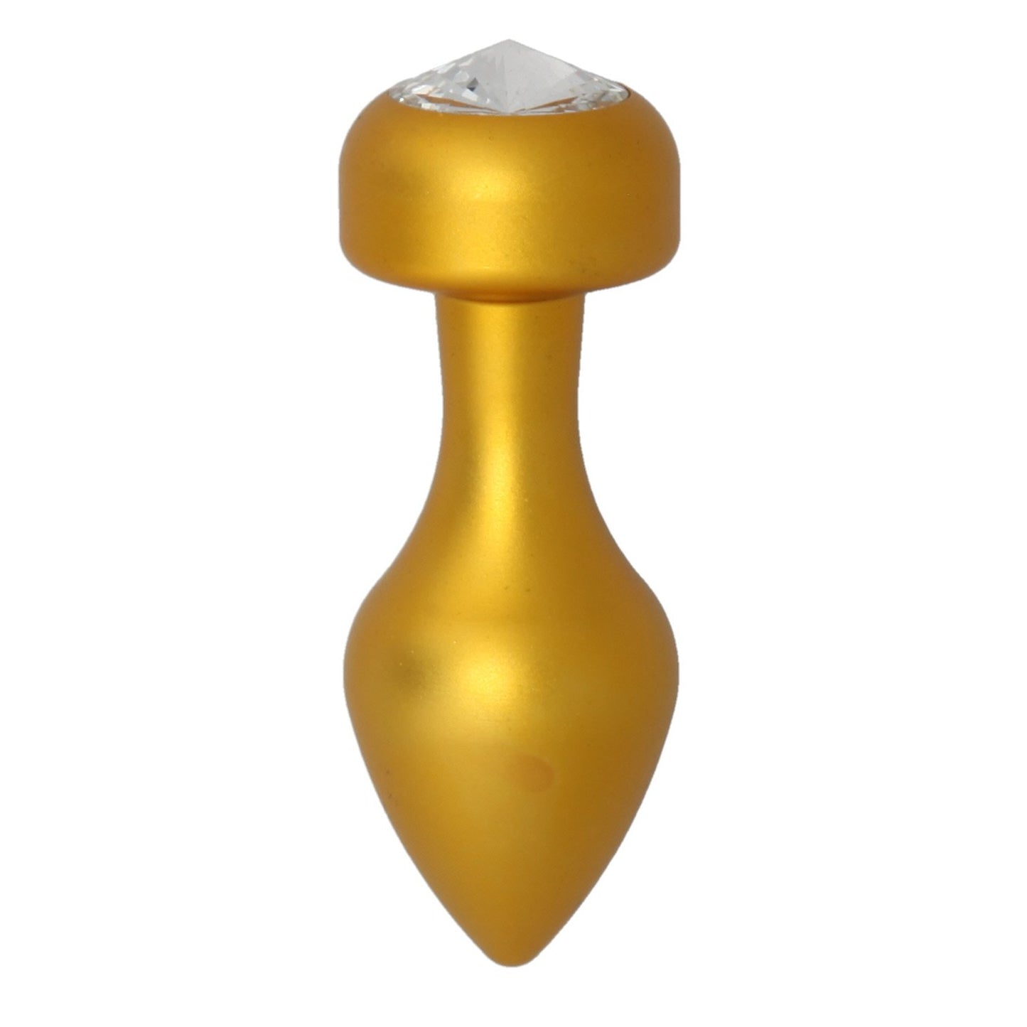 Alloy Butt Plug with Clear Jewel, Gold Large