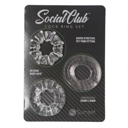 Social Club Cock Ring Set - Clear