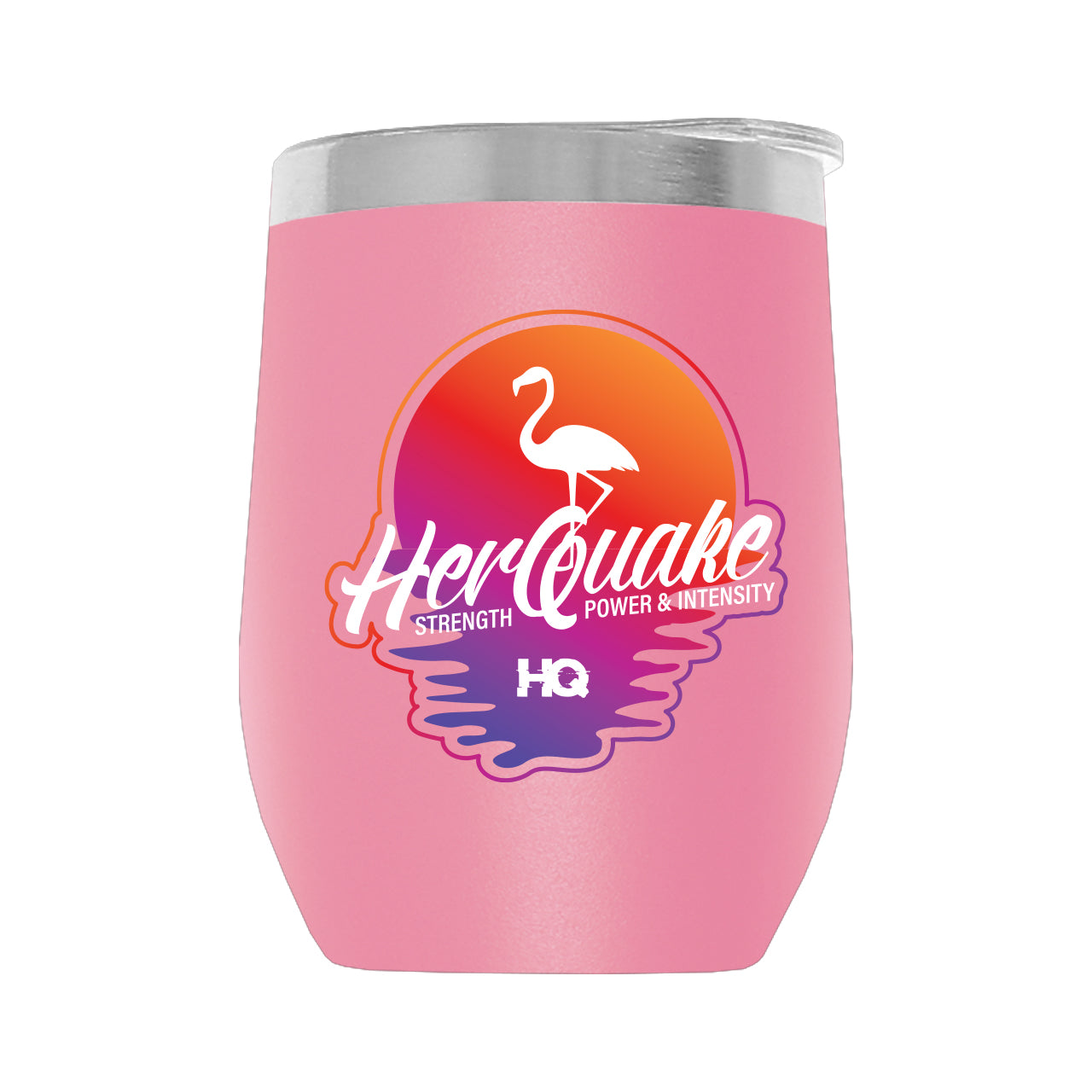 Herquake-Flamingo001 12oz WINE TUMBLER