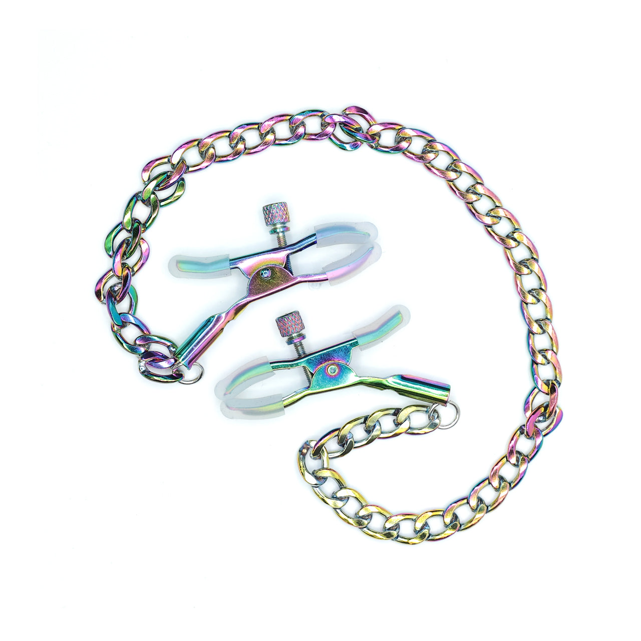 AL ALLOY NIPPLE CLAMP W/ CHAIN-RAINBOW