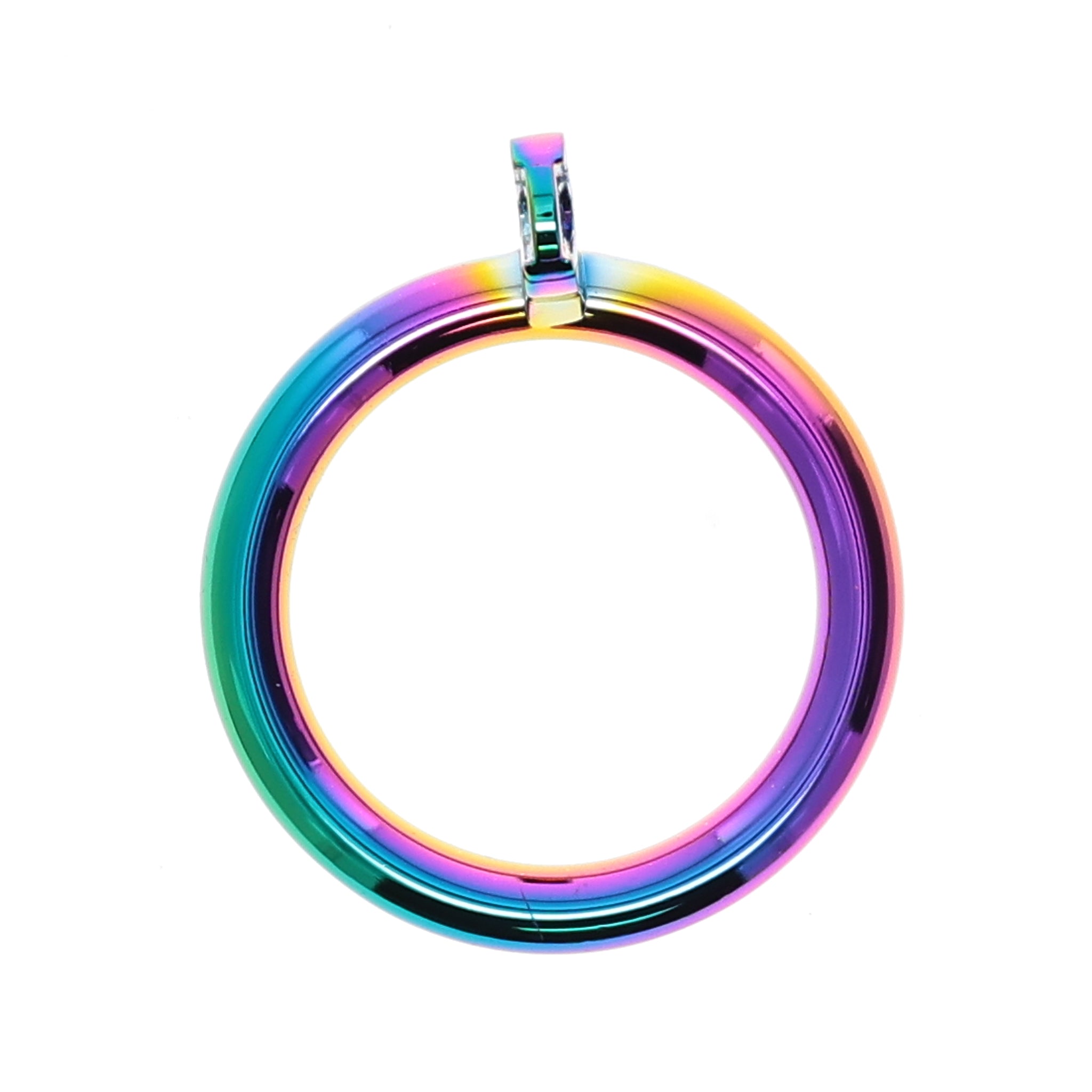 45MM AL ZINC ALLOY COCK RING W/ CAGE - RAINBOW