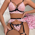 SI BRA & PANTY LACE GARTER SET PINK