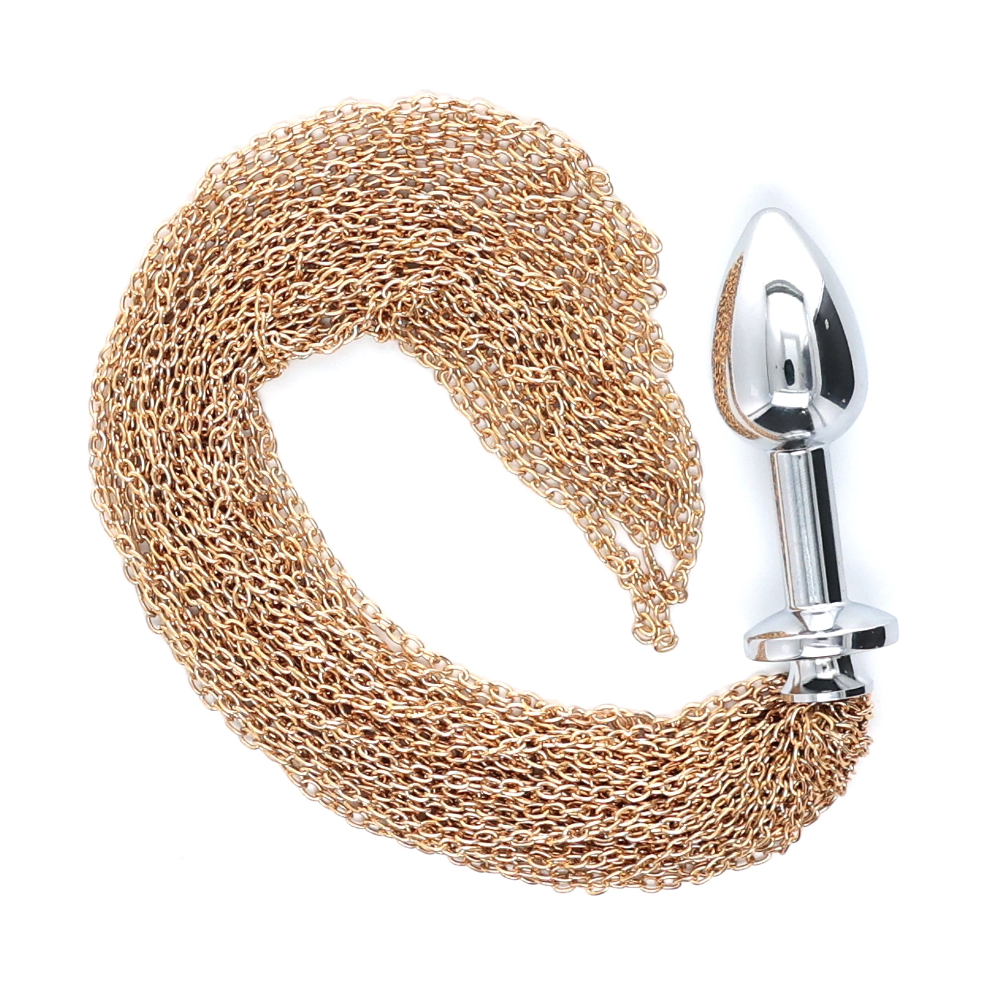 SMALL SILVER ALLOY PLUG W/ METAL CHAIN - GOLD