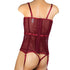 INTERNAL LOVE SATIN AND MESH CORSET RED