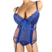 INTERNAL LOVE SATIN AND MESH CORSET ROYAL BLUE Immense Pleasure Products