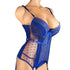 INTERNAL LOVE SATIN AND MESH CORSET ROYAL BLUE