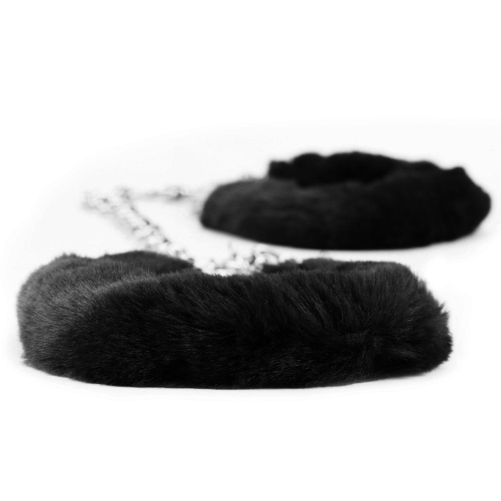 FETISH PLEASURE FLUFFY LEG CUFFS BLACK