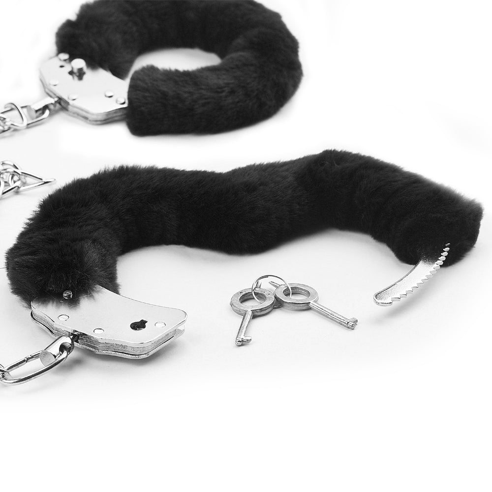 FETISH PLEASURE FLUFFY LEG CUFFS BLACK