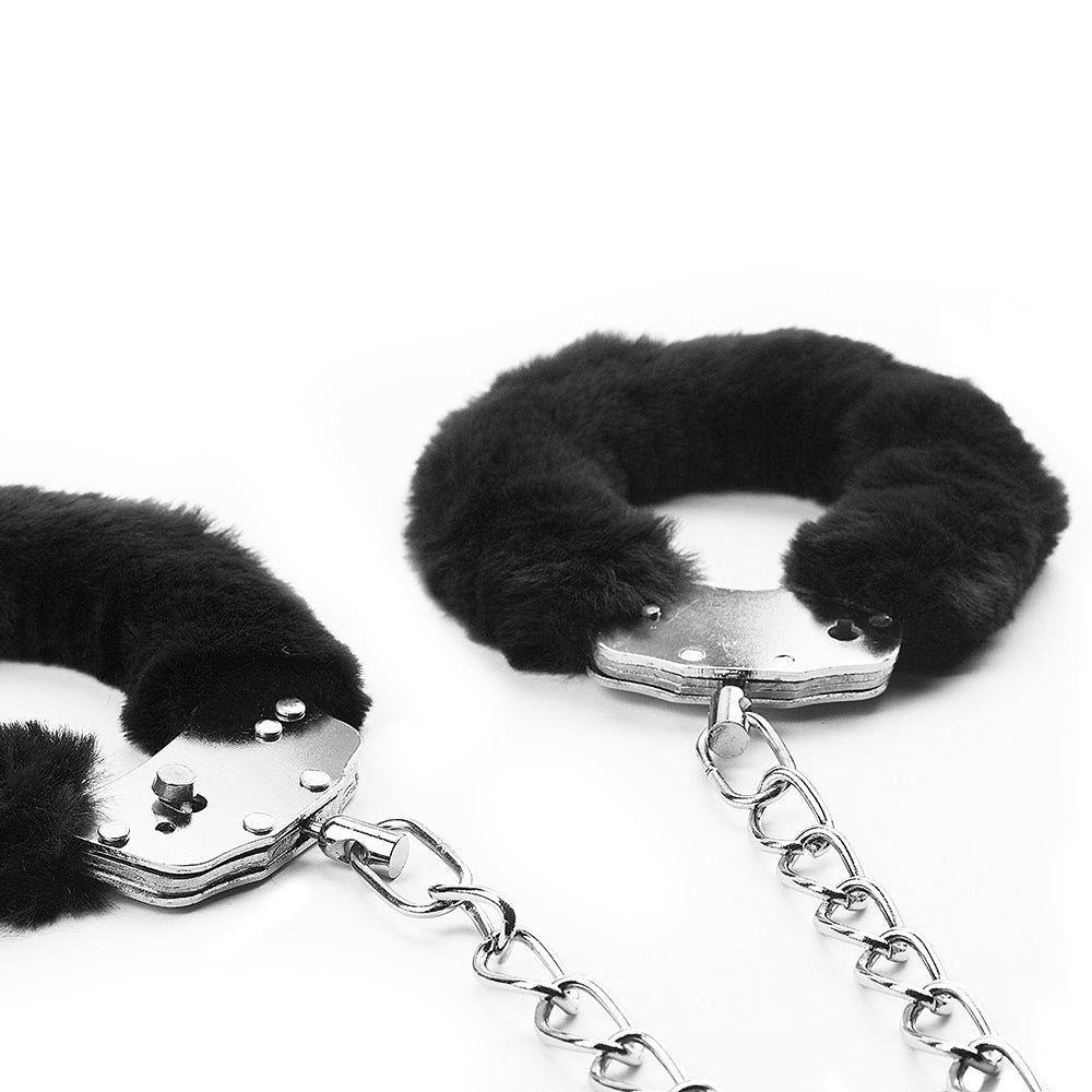 FETISH PLEASURE FLUFFY LEG CUFFS BLACK