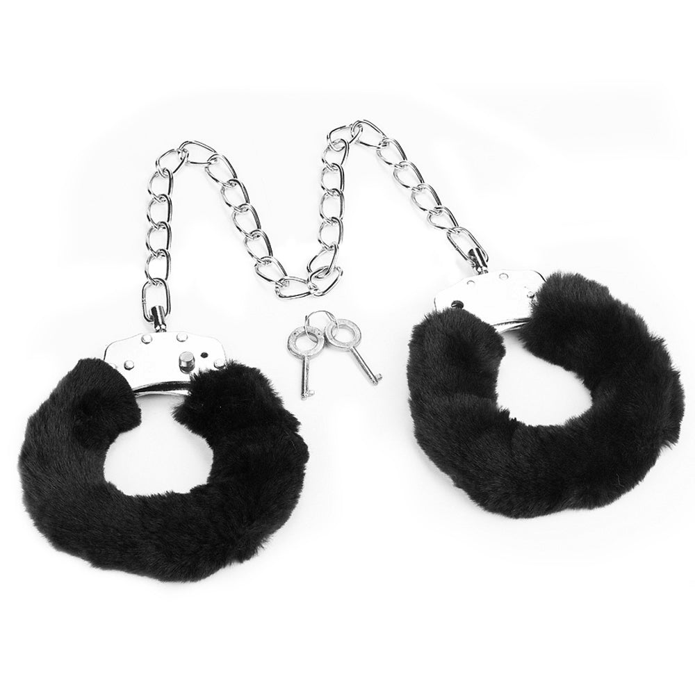 FETISH PLEASURE FLUFFY LEG CUFFS BLACK