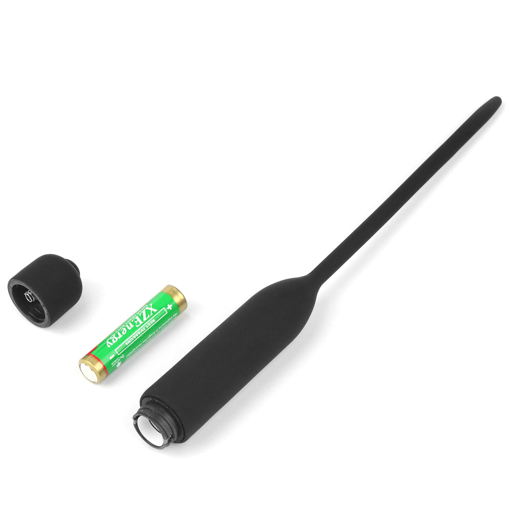 SILICONE VIBRATING URETHRAL DILATOR BLACK