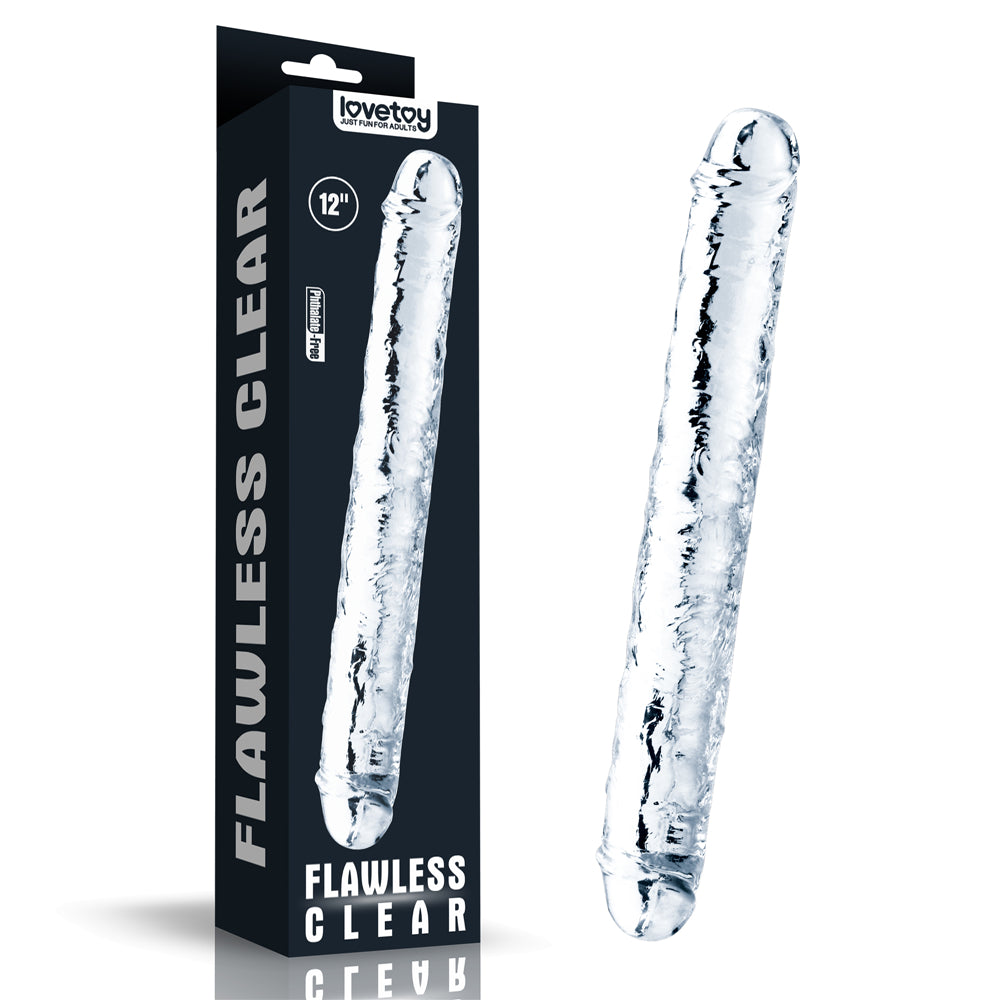 12" FLAWLESS CLEAR DOUBLE DILDO