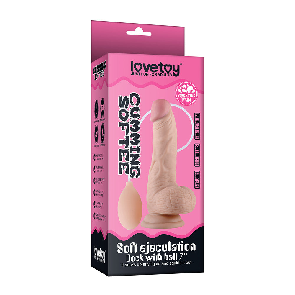 CUMMING SOFTEE 8IN EJACULATING DILDO W/BALLS FLESH