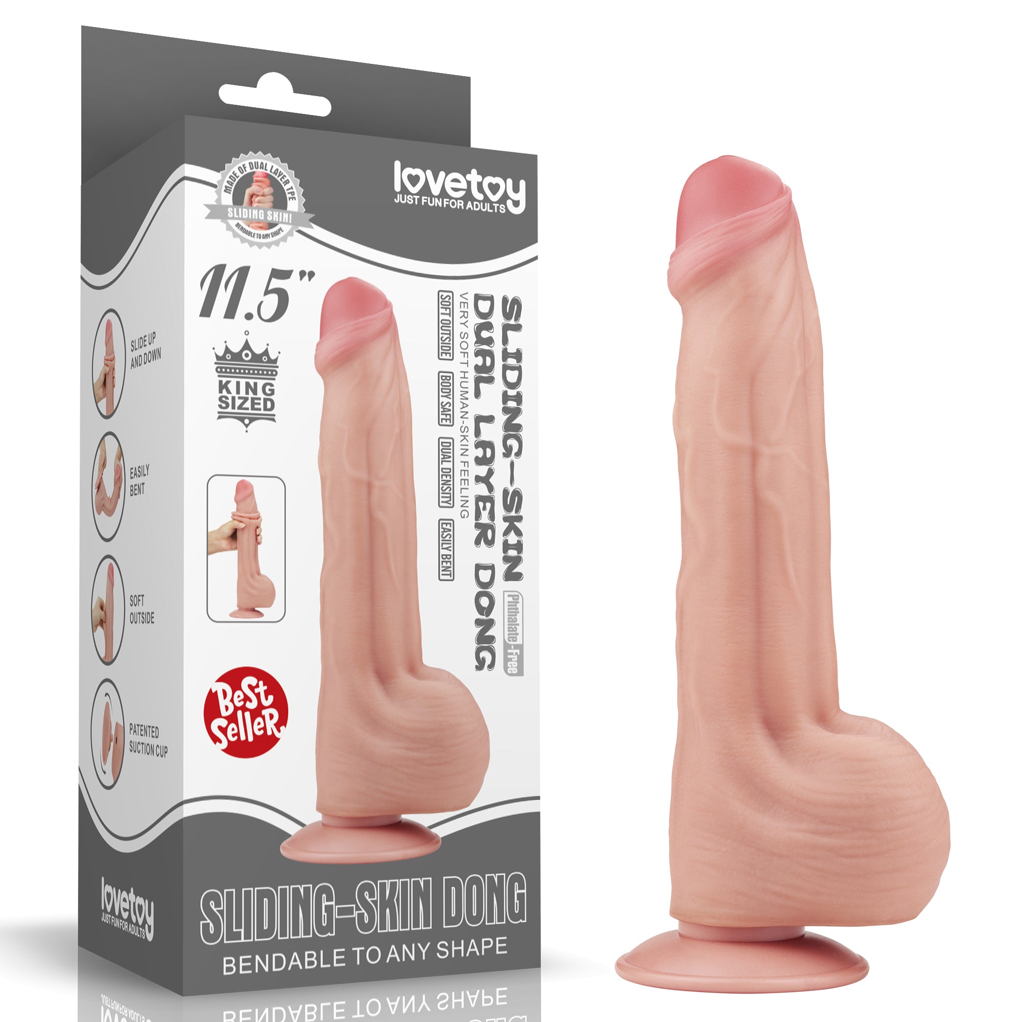 KING SIZED SLIDING SKIN DUAL LAYER DONG