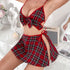 SI BRA & SKIRT SET PLAID RED