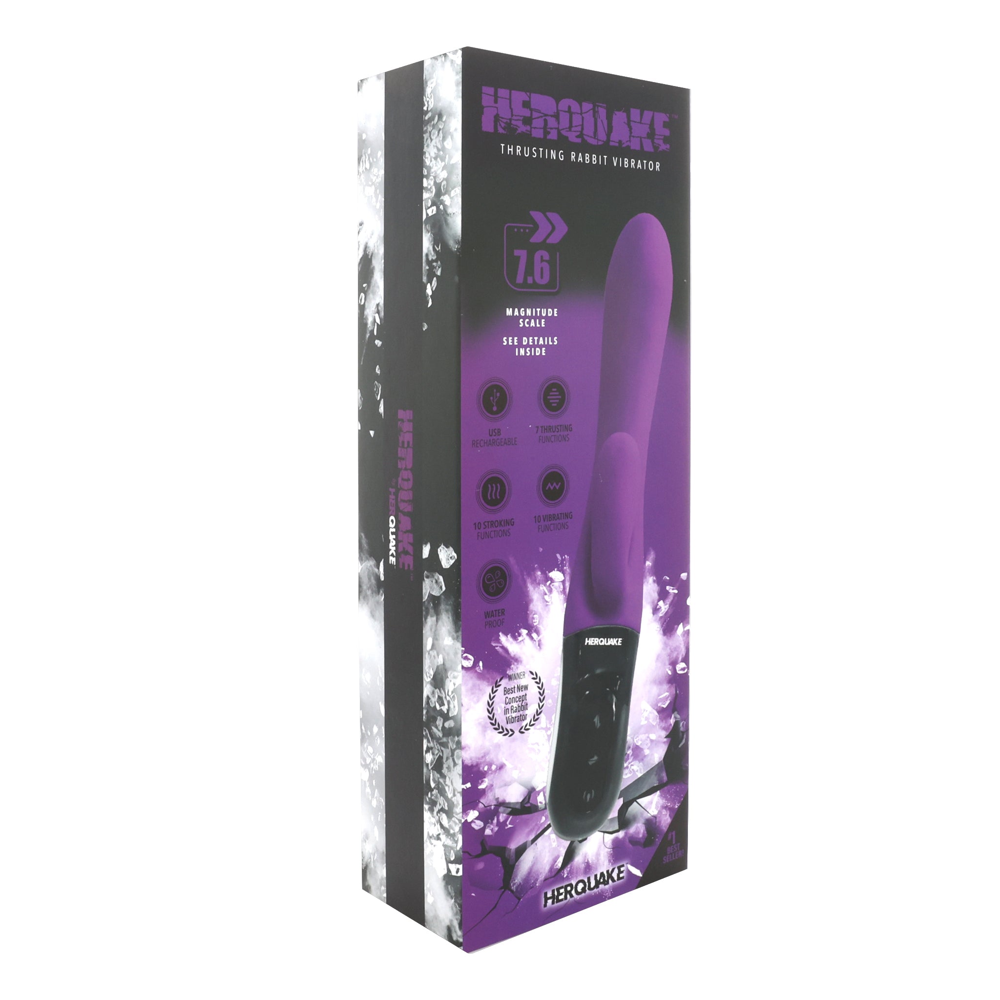 Intense Thrusting Rabbit Vibrator with Clitoral Stroker - The Herquake Sunset Novelties Intense Thrusting Rabbit Vibrator with Clitoral Stroker - The Herquake Sunset Novelties