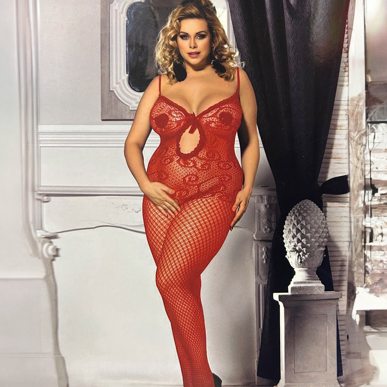 CROCHET FISHNET RED O/S