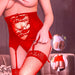 TOTAL CONTROL LACE CUT OUT GARTER BELT RED XL/2XL Immense Pleasure Products