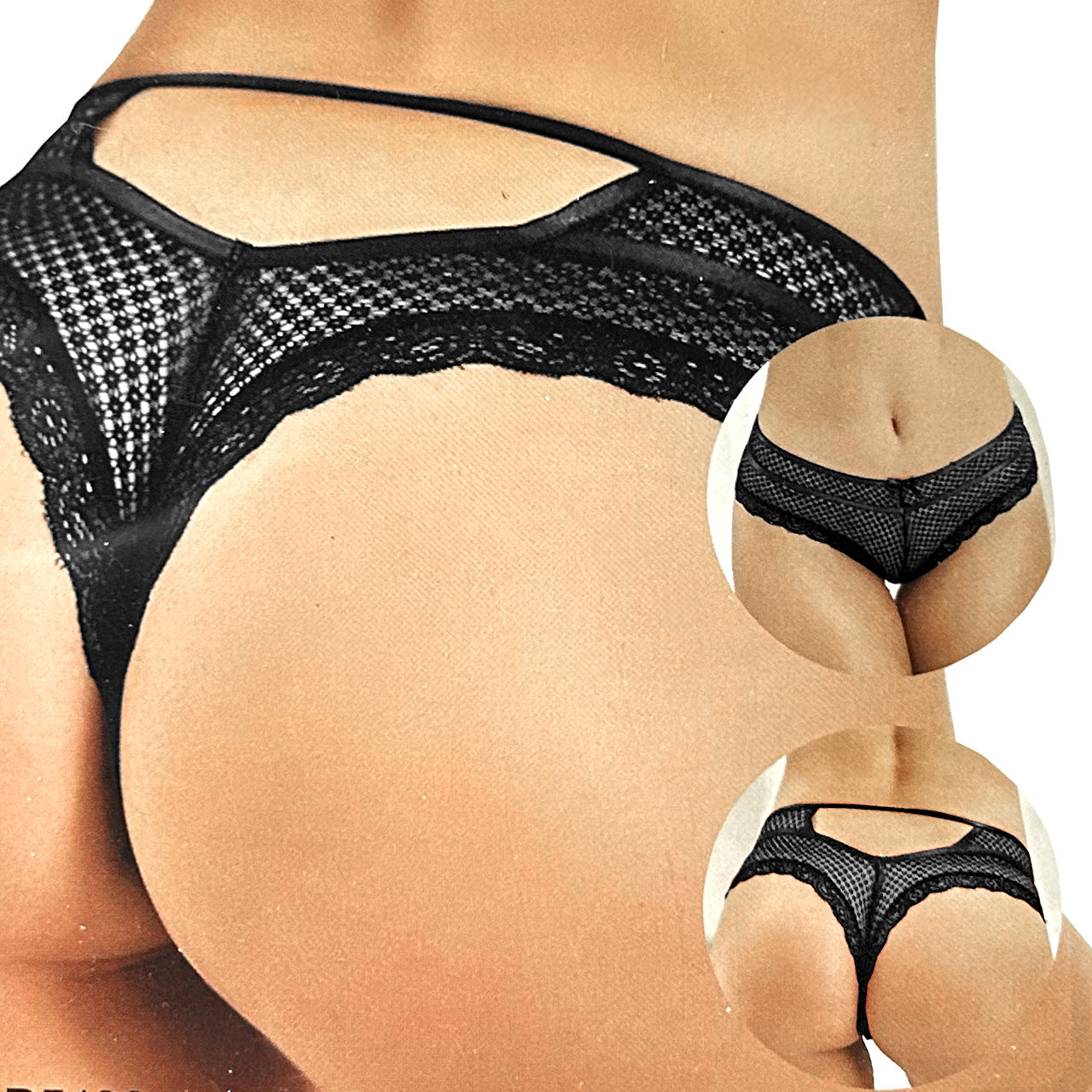 BACK STREET LACE OUT PANTY BLACK XS/SML