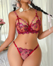 SI FLORAL BRA & PANTY SET RED