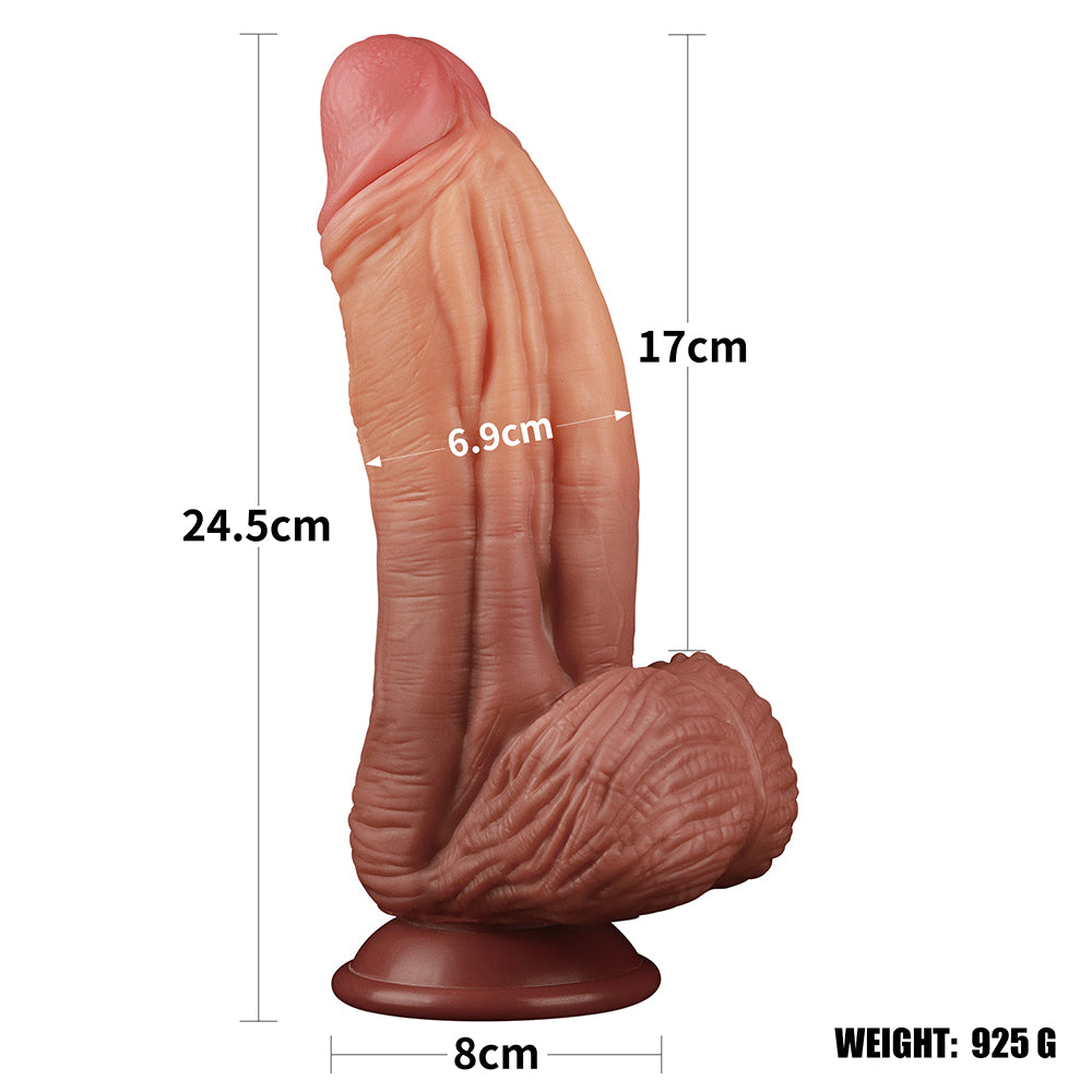 10IN KING SIZED DUAL LAYERED PLATINUM SILICONE COCK