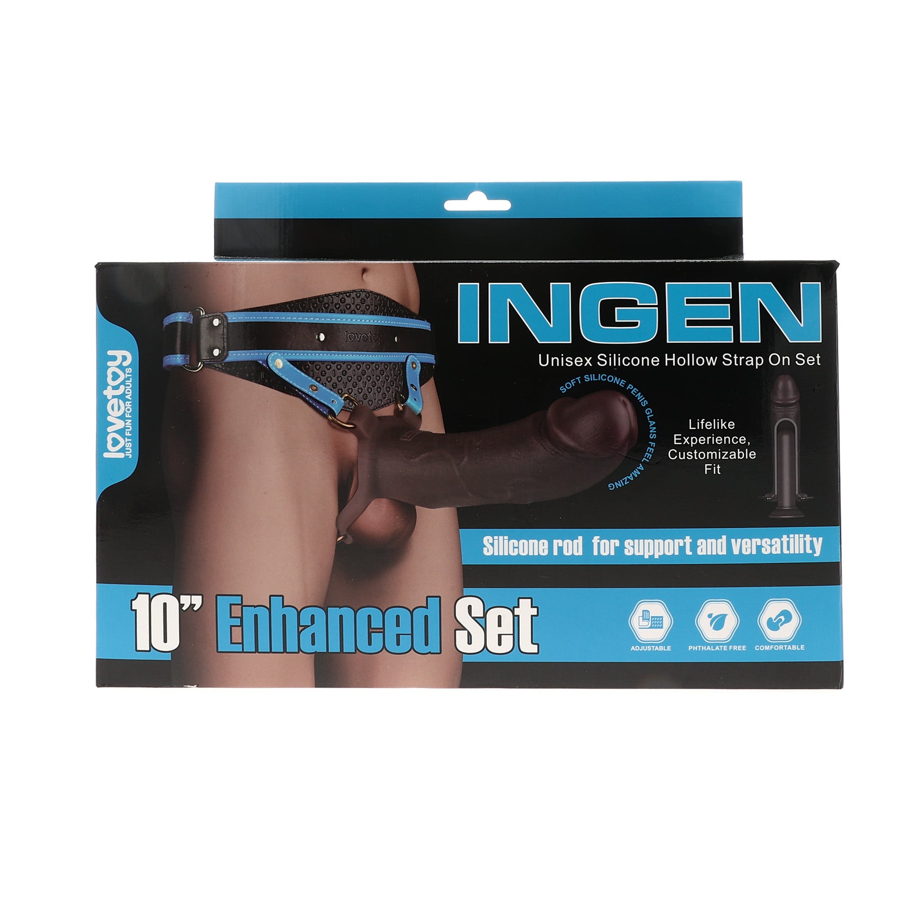 INGEN 10" HOLLOW STRAP ON HARNESS SET