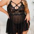 SI BABYDOLL AND G STRING BLACK