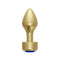 ANAL PLUG AL ALLOY SMALL GOLD W/BLUE JEWEL
