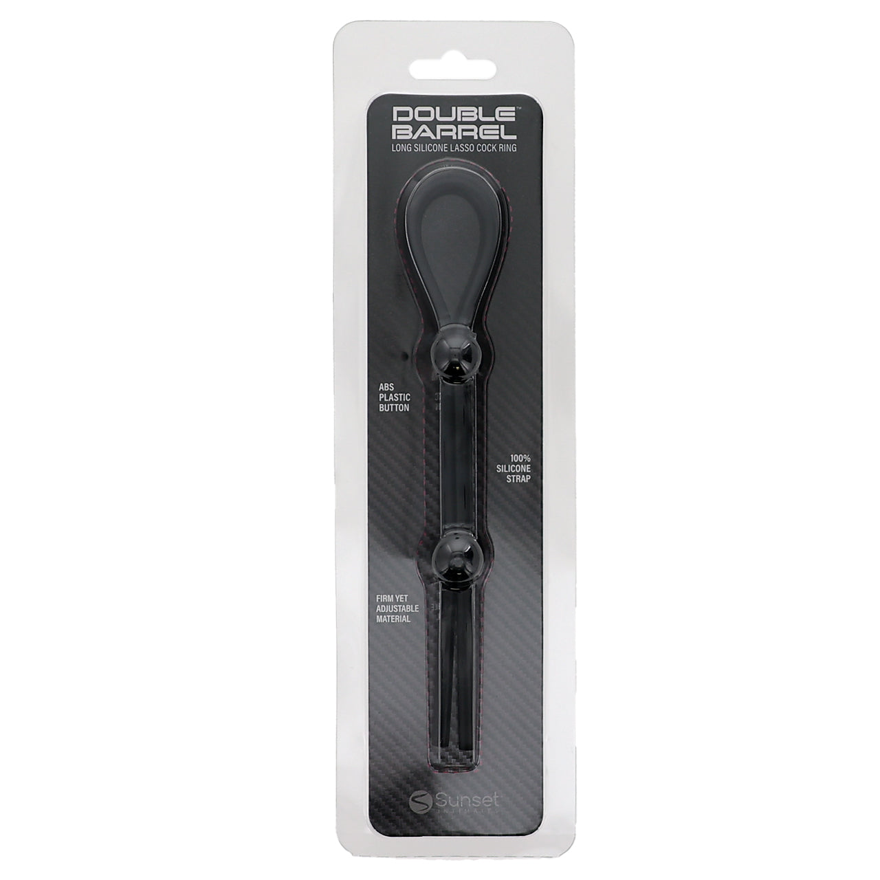 DOUBLE BARREL LONG SILICONE LASSO COCK RING - BLACK