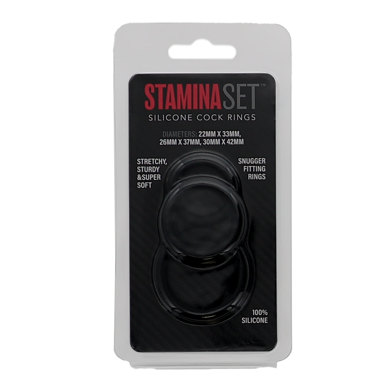 Silicone Cock Ring Stamina Set - Black