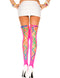 Neon Pink and Rainbow Laced Opaque Stocking, One Size