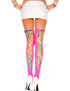 Neon Pink and Rainbow Laced Opaque Stocking, One Size