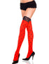 Red and Black Polka Dot Opaque Thigh Hi Stocking, One Size