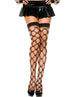 Plus Size Black Diamond Net Multi Strand Spandex Thigh Hi Hosiery