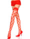 Plus Size Red Lace Top with Silicone Multi Strands Diamond Net Thigh Hi Stocking
