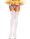 White Opaque Rainbow Satin Bow Thigh High Hosiery, One Size