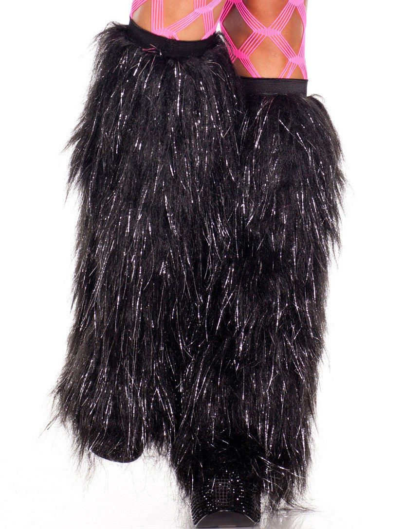 Black Fur Leg Warmers