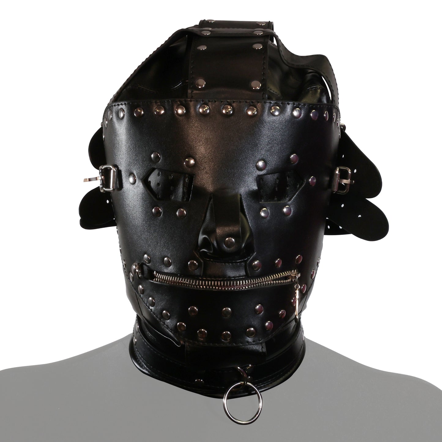 UNTAMED BLACK FAUX LEATHER METAL STUDDED DUNGEON MASK