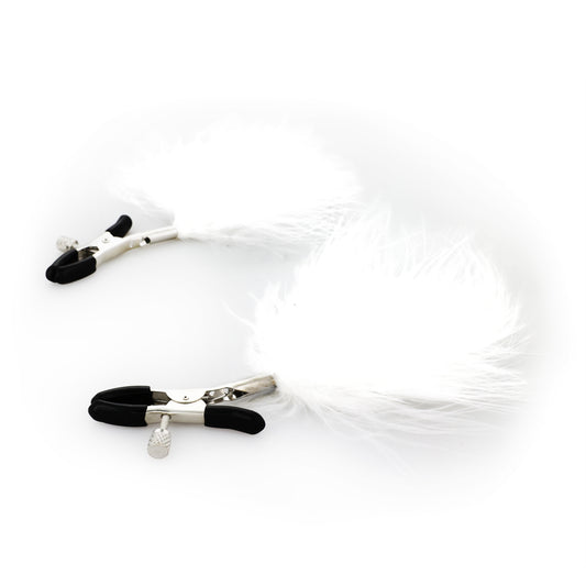 EFFECTIVE BEHAVIOR WHITE FEATHER ADJUSTABLE NIPPLE CLAMPS