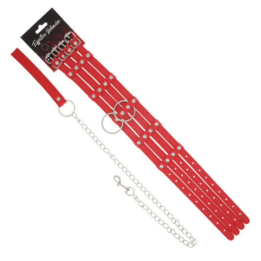 COLLAR RED PVC FENCE STACKED W/LEASH