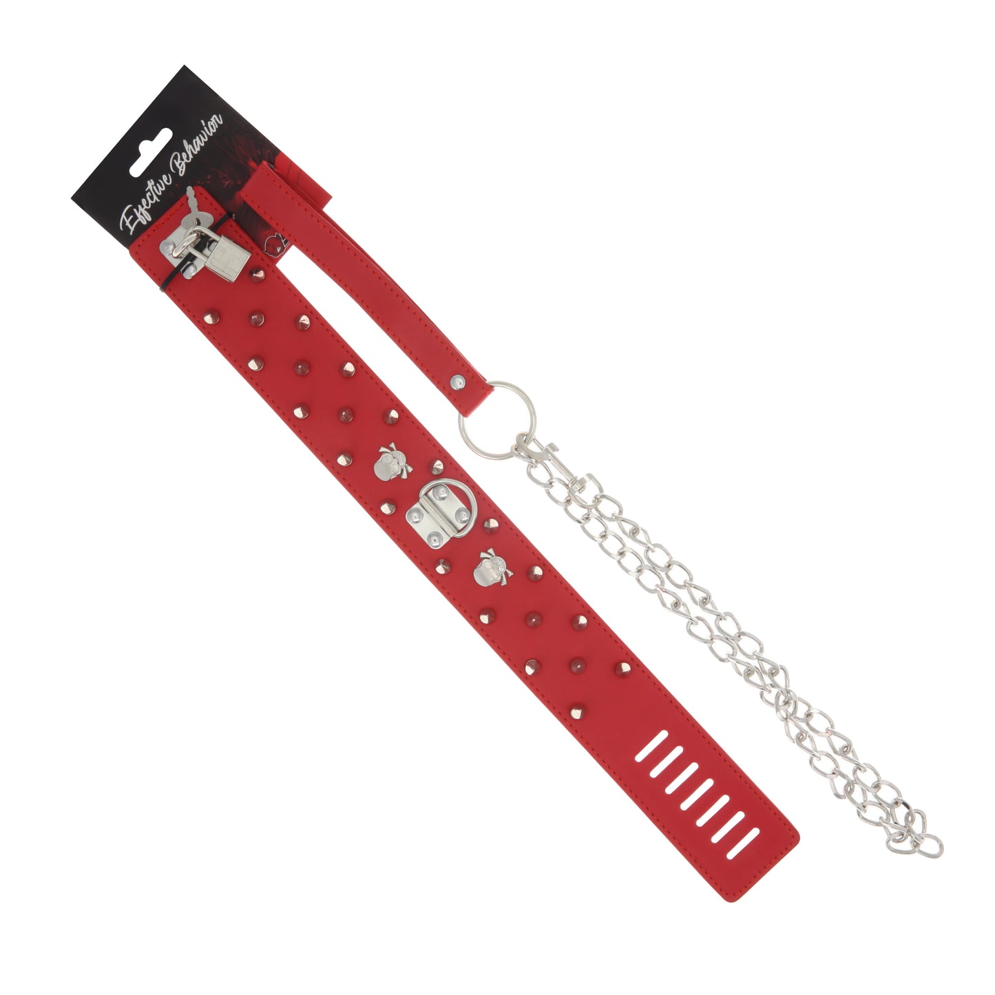 COLLAR RED PVC W/SPIKE RIVIT-LOCK-LEASH