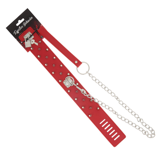 COLLAR RED W/RIVIT SPIKES AND LEASH