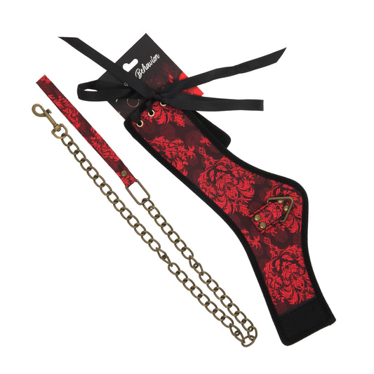 COLLAR RED/BLACK SATIN W/LEASH