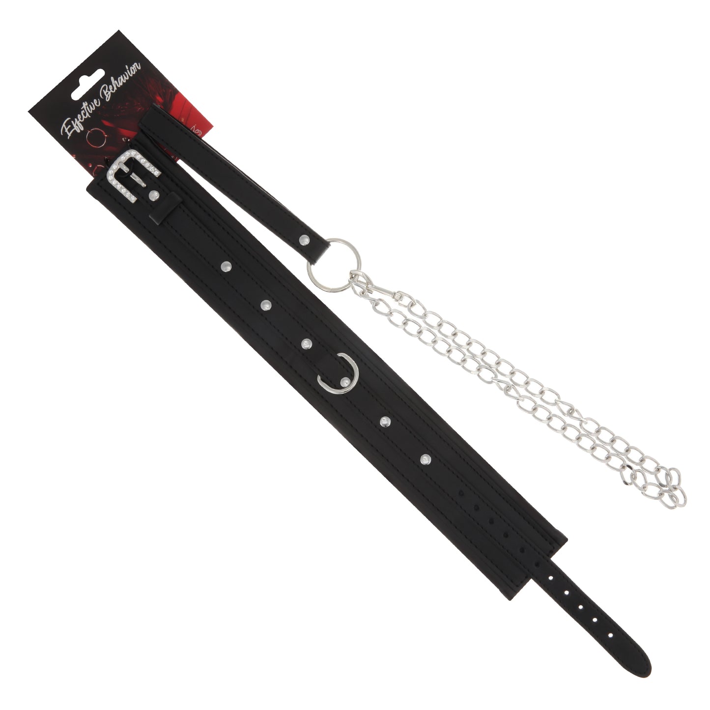 COLLAR BLACK PVC W/JEWEL BUCKLE AND LEASH