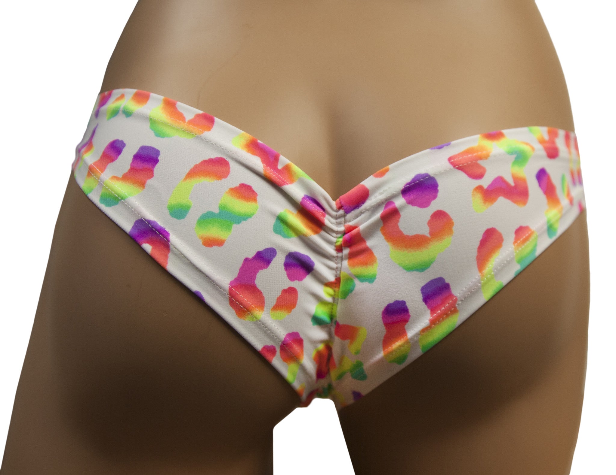 Neon Rainbow Leopard Mini Booty Shorts