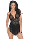 Firey Fringed Front Mesh & Lace Teddy