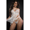 2PC STRAPPY HALTER LACED BABYDOLL WHITE O/S