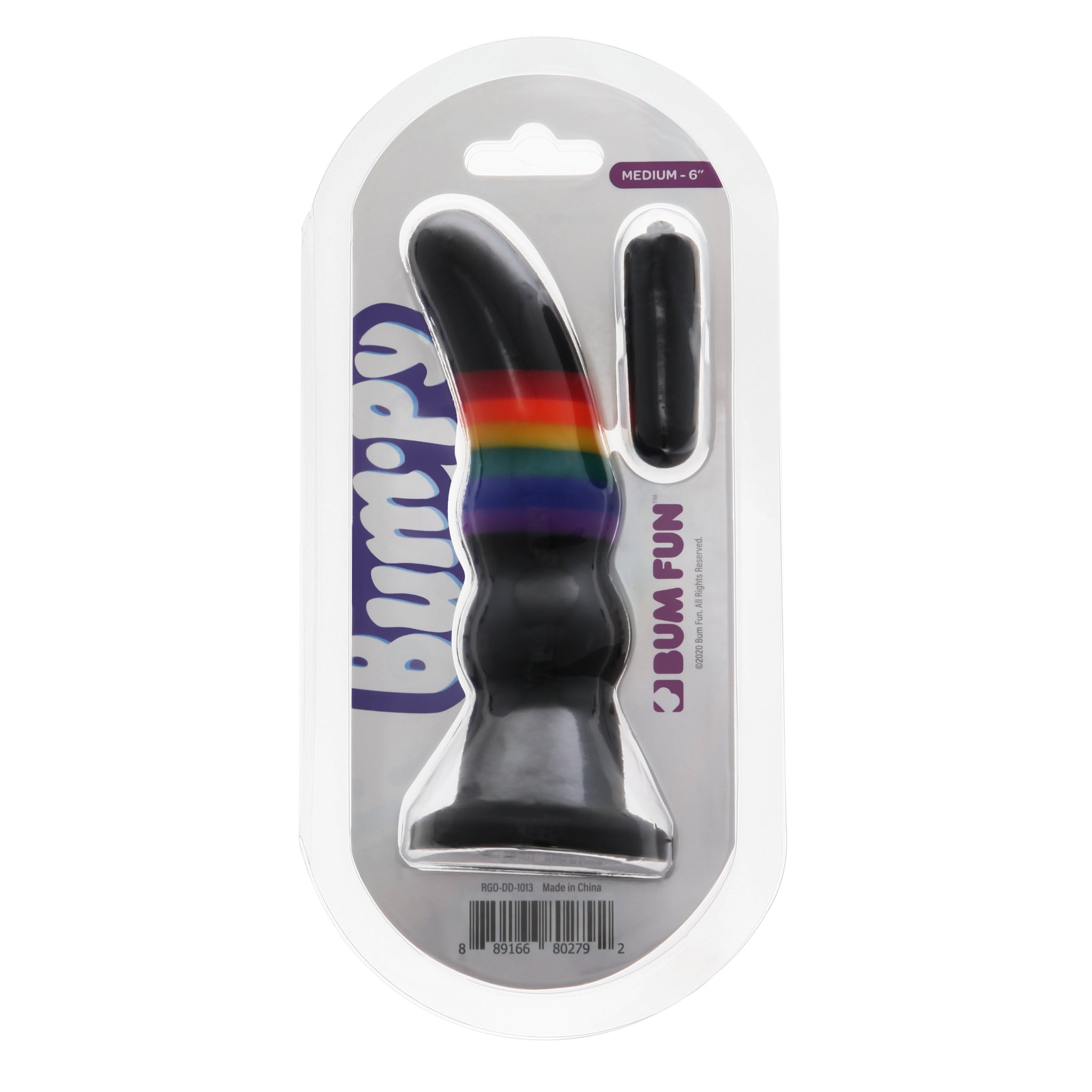 VIBRATING RIBBED RAINBOW PEGGING PROBE