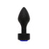 ANAL PLUG AL ALLOY MEDIUM BLACK WITH BLUE JEWEL